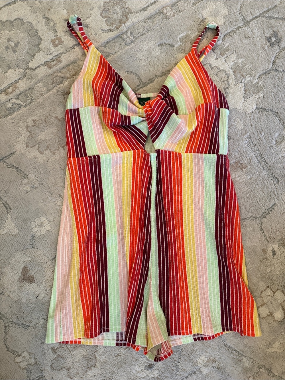 Colorful Striped V-Neck Romper